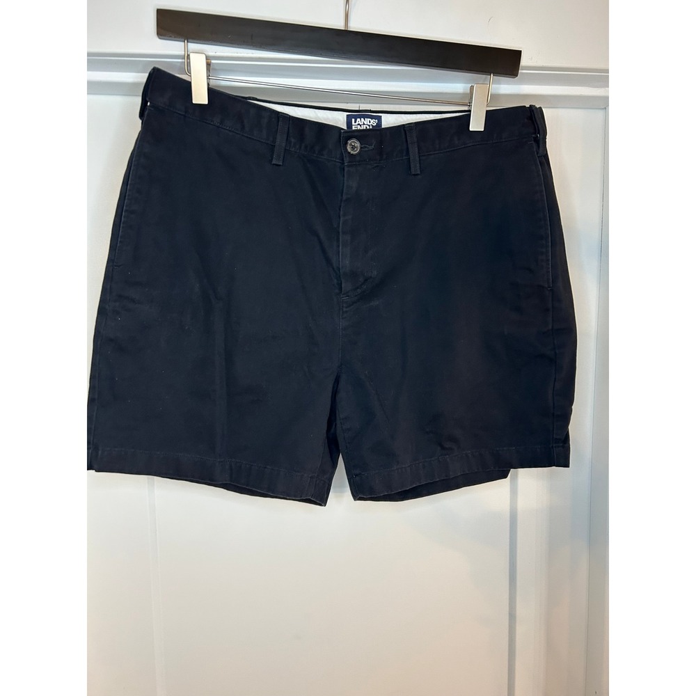 Lands End Mens Traditional Fit Chino Shorts Navy Blue 100% Cotton Size 37